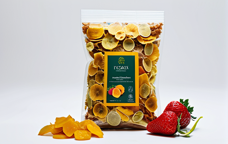 **Vibrant Dried Food Showcase**
A detailed studio shot showcasing an elegant and diverse arrangement of premium dried food products. The composition features vibrant yellow dried jackfruit, crisp red freeze-dried strawberries, natural orange dried mango slices, and green kale chips, artfully placed on a clean, light-colored, minimalist surface. The items are meticulously arranged to highlight their natural colors, appealing textures, and superior quality, illuminated by professional, soft box lighting to create a high-resolution, magazine-quality appearance. The background is a gently blurred, clean white wall, suggesting a high-tech, hygienic production environment.
safe for work, appropriate content, professional photography, high quality, modest presentation, family-friendly.