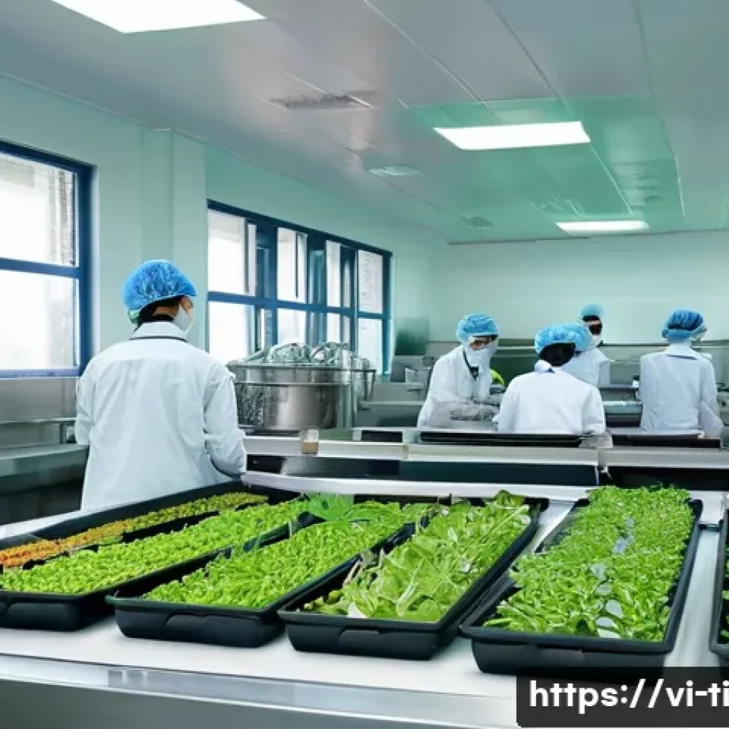 건조 식품 제조의 환경적 영향 고려하기 - A modern Vietnamese food processing factory interior showcasing advanced energy-efficient drying tec...