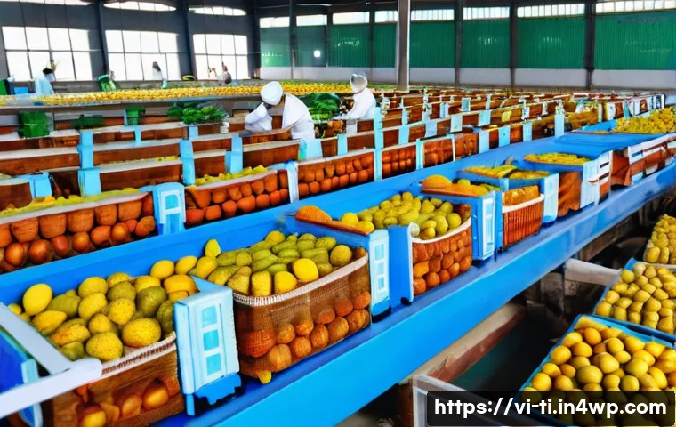 건조 식품 제조의 비용 절감 전략 - A detailed scene of a Vietnamese dry fruit processing facility showcasing local seasonal ingredients...