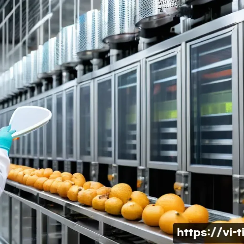 건조 식품의 안전성 및 품질 관리 방안 - A modern food processing factory interior focused on dry food production, showing industrial hygrome...